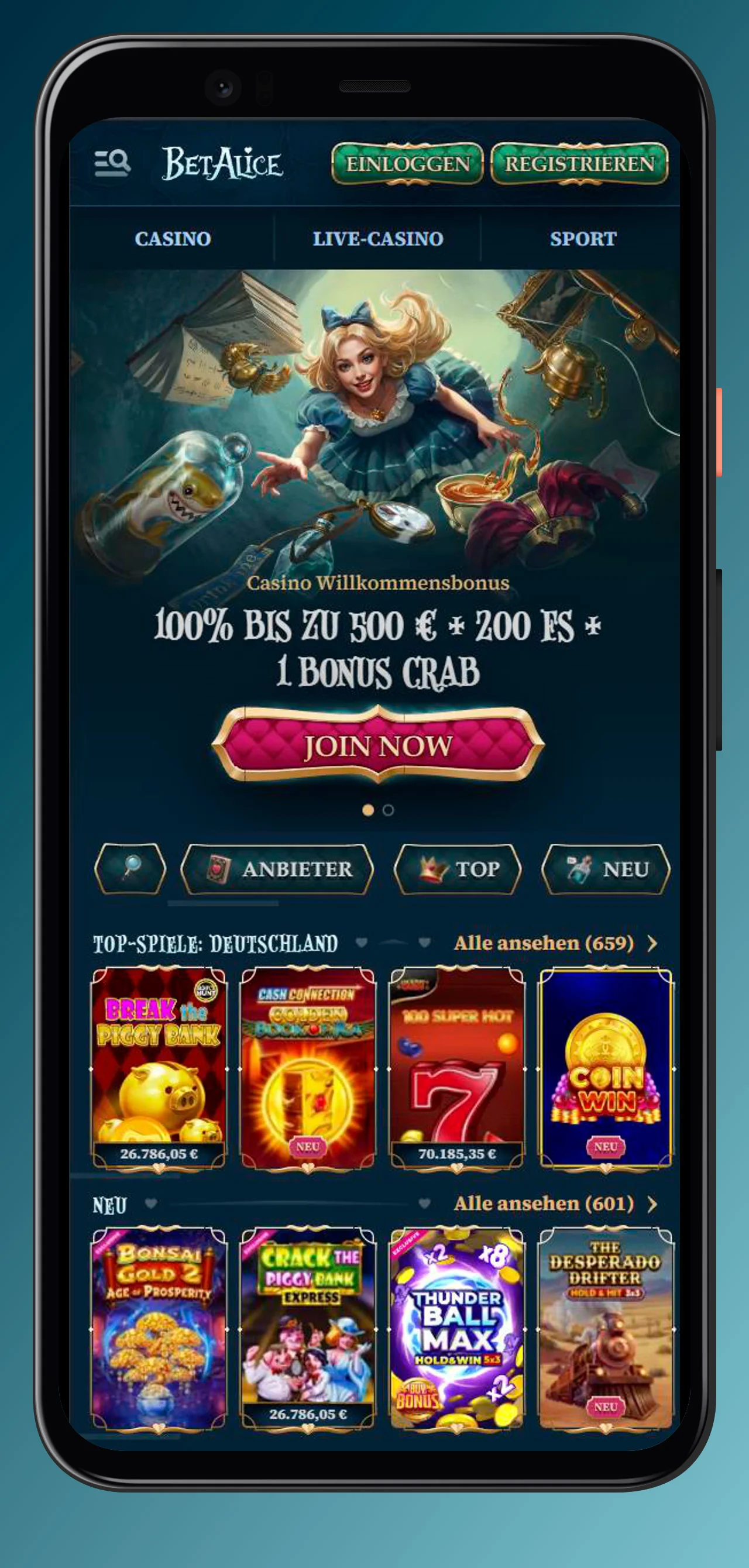 BetAlice Casino Mobile App